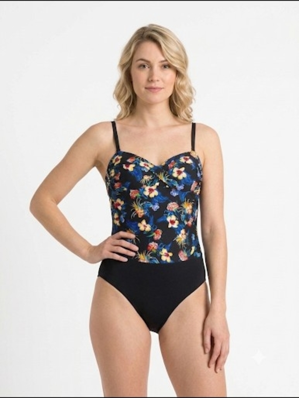 Jantzen Vintage Look Tropical Floral One-Piece Swimsuit Sz 10